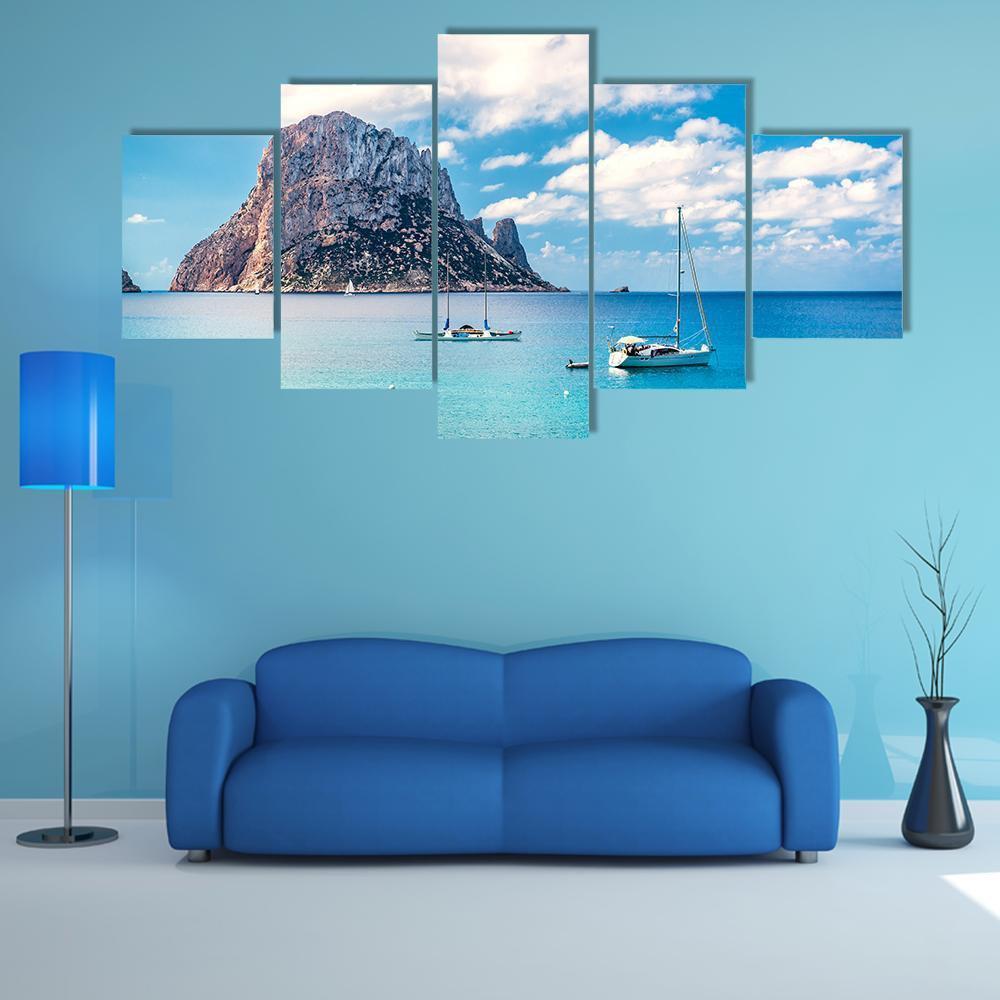 Mysterious Island Of Es Vedra Canvas Wall Art-5 Star-Gallery Wrap-62" x 32"-Tiaracle