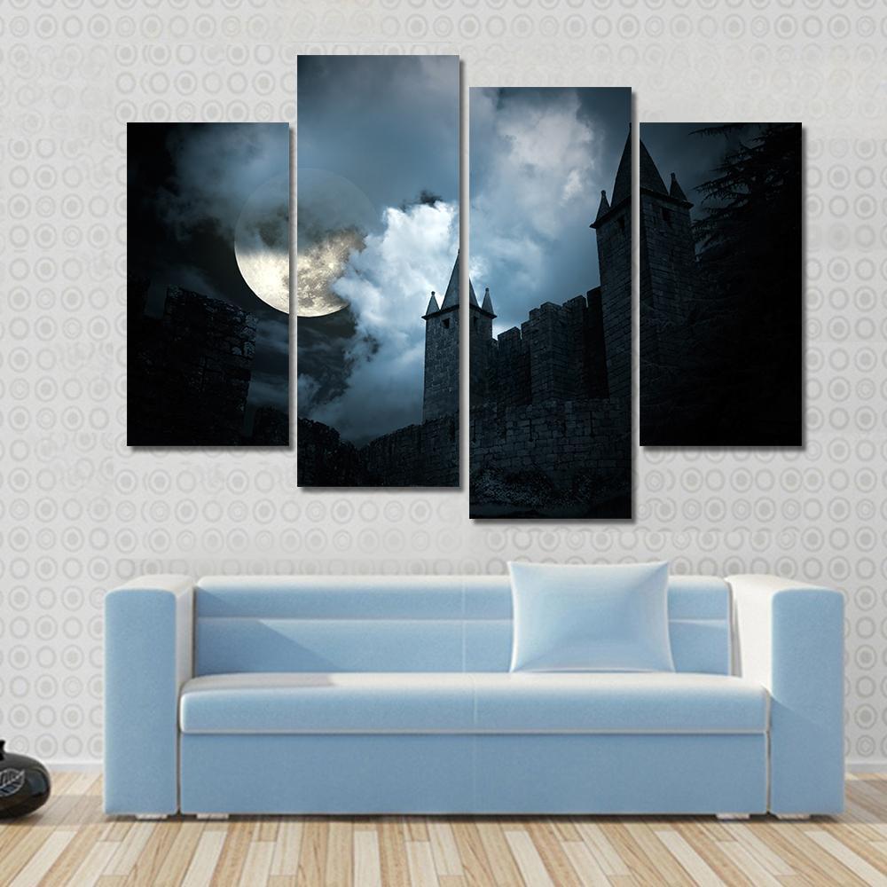 Mysterious Medieval Castle Canvas Wall Art-4 Pop-Gallery Wrap-50" x 32"-Tiaracle