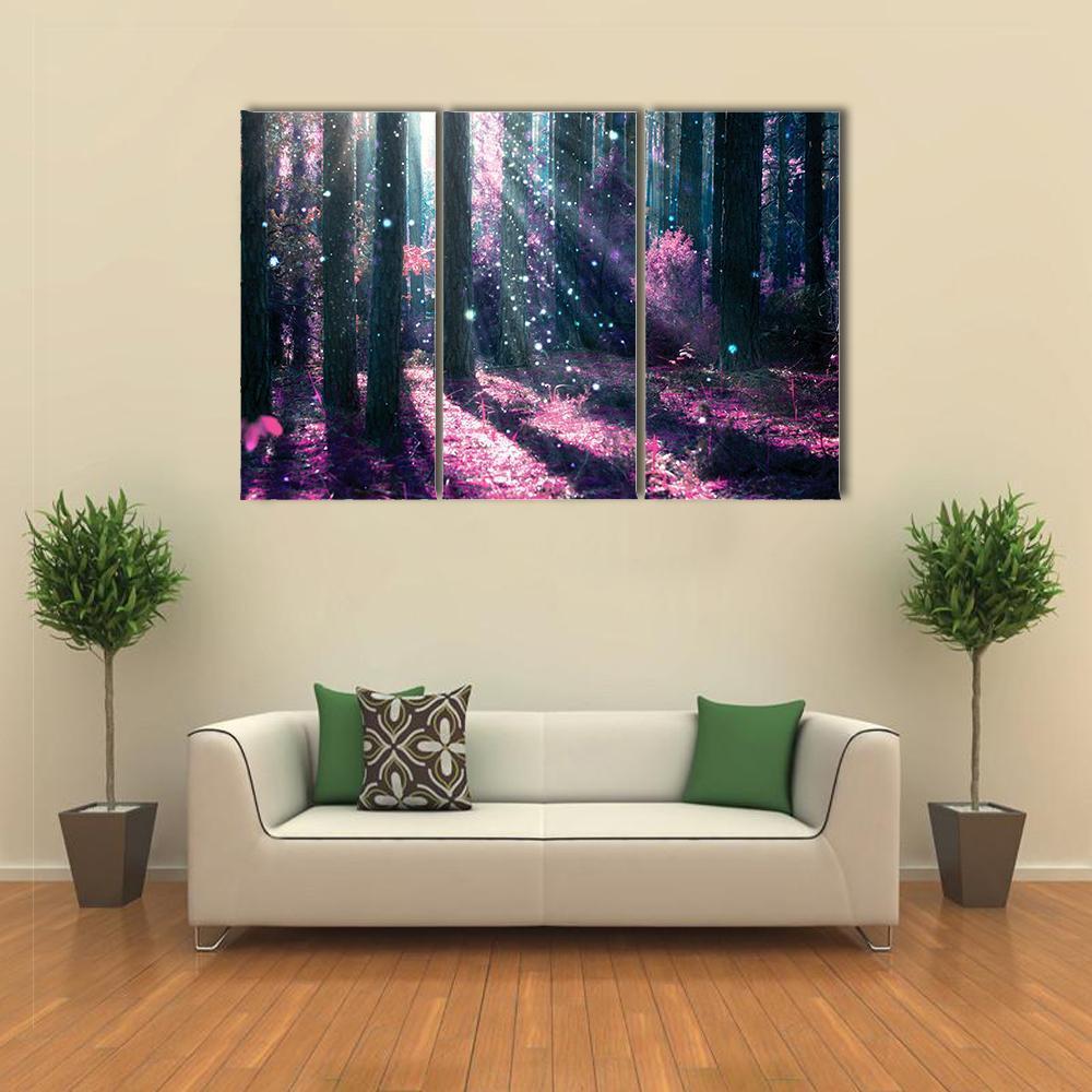 Mysterious Old Forest Canvas Wall Art-3 Horizontal-Gallery Wrap-37&quot; x 24&quot;-Tiaracle