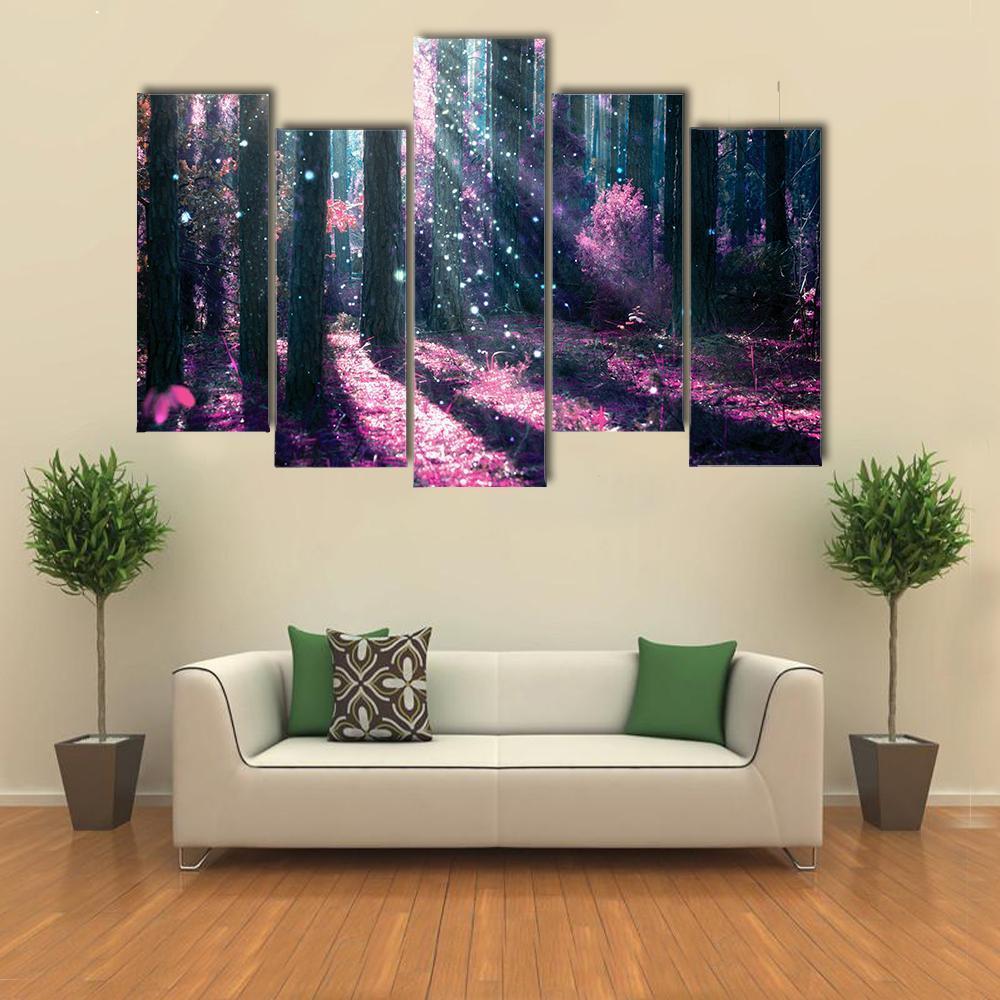 Mysterious Old Forest Canvas Wall Art-5 Pop-Gallery Wrap-47" x 32"-Tiaracle