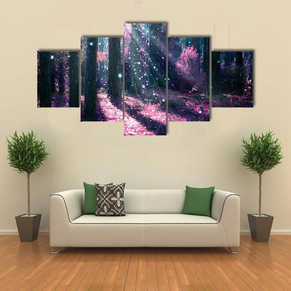 Mysterious Old Forest Canvas Wall Art-5 Star-Gallery Wrap-62&quot; x 32&quot;-Tiaracle