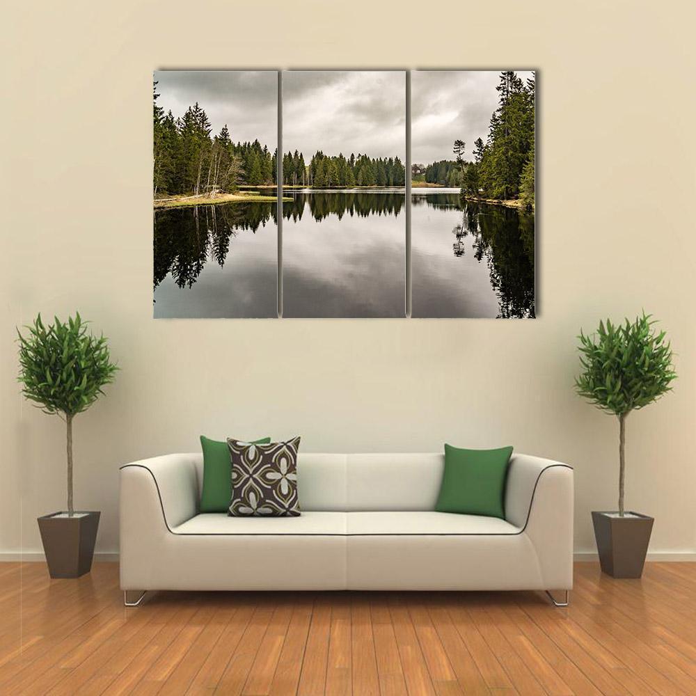 Mystery Lake With Forest Canvas Wall Art-3 Horizontal-Gallery Wrap-37" x 24"-Tiaracle