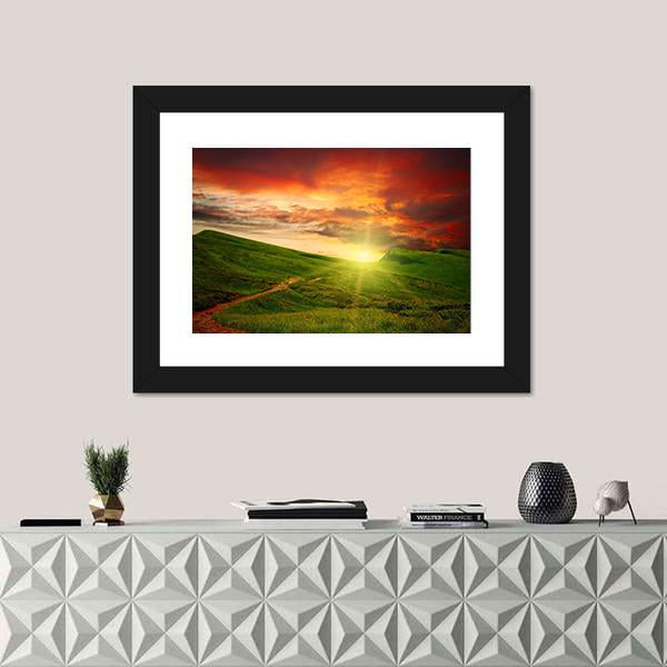 Mystery Mountain Meadow Canvas Wall Art-1 Piece-Framed Print-20" x 16"-Tiaracle