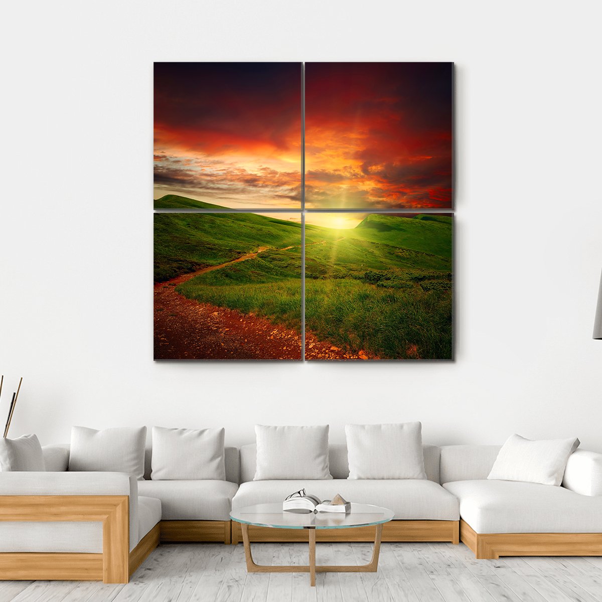 Mystery Mountain Meadow Canvas Wall Art-4 Square-Gallery Wrap-17" x 17"-Tiaracle