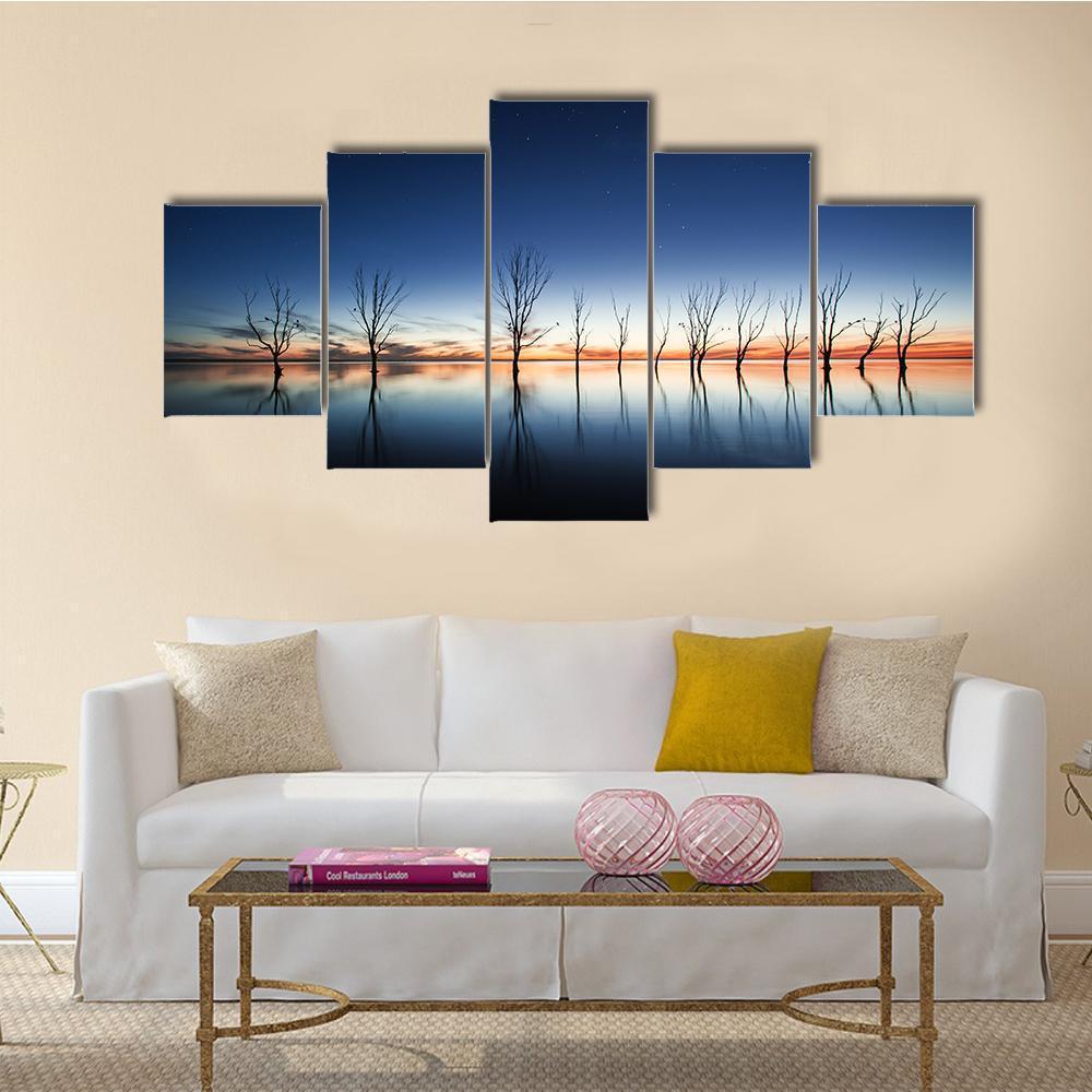 Mystic Lake Canvas Wall Art-5 Star-Gallery Wrap-62" x 32"-Tiaracle