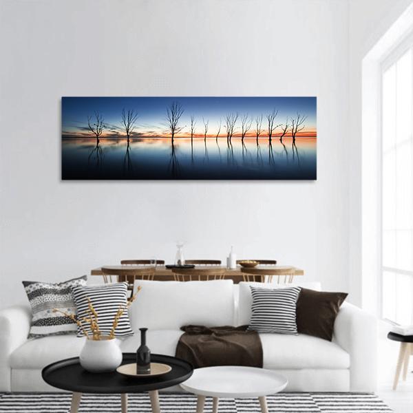 Mystic Lake Panoramic Canvas Wall Art-3 Piece-25" x 08"-Tiaracle