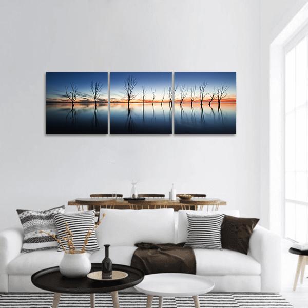 Mystic Lake Panoramic Canvas Wall Art-3 Piece-25" x 08"-Tiaracle