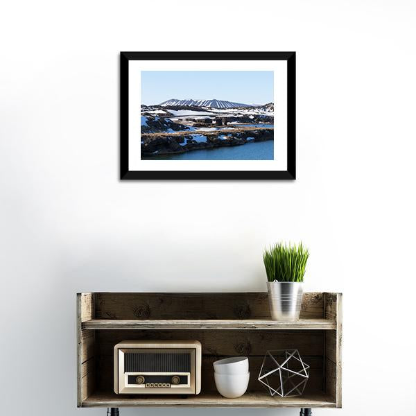 Myvatn Volcano In Winter Canvas Wall Art-1 Piece-Framed Print-20" x 16"-Tiaracle