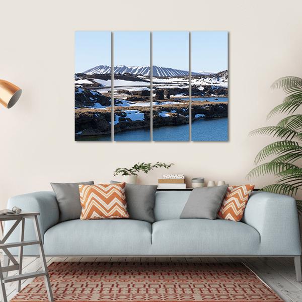 Myvatn Volcano In Winter Canvas Wall Art-4 Horizontal-Gallery Wrap-34" x 24"-Tiaracle