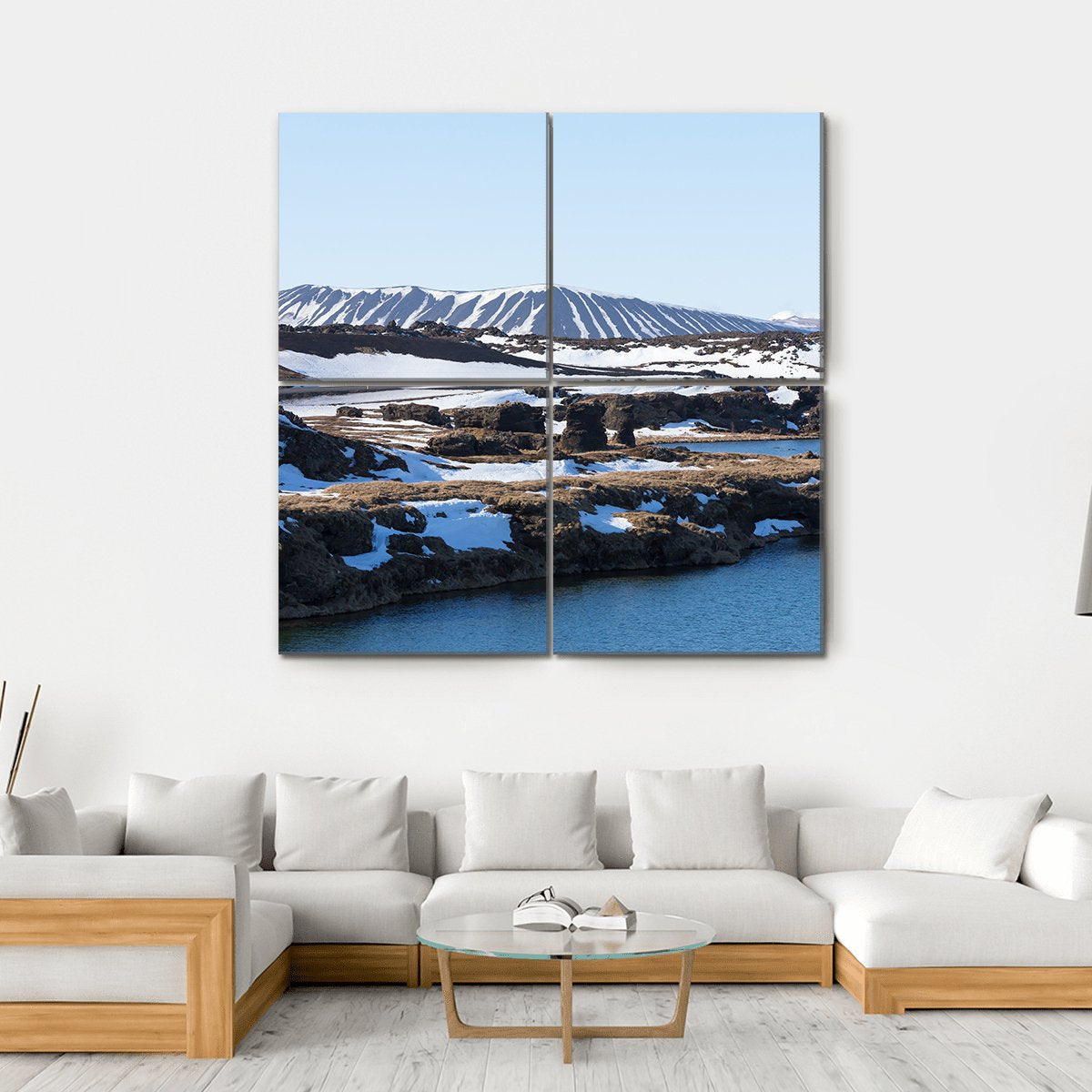 Myvatn Volcano In Winter Canvas Wall Art-4 Square-Gallery Wrap-17" x 17"-Tiaracle