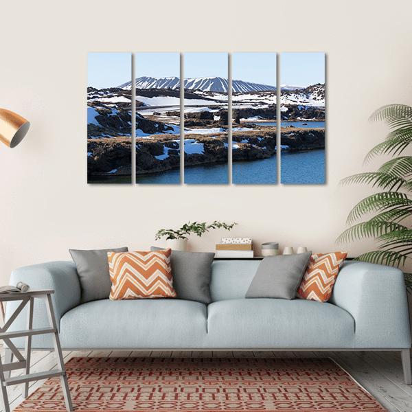 Myvatn Volcano In Winter Canvas Wall Art-5 Horizontal-Gallery Wrap-22" x 12"-Tiaracle