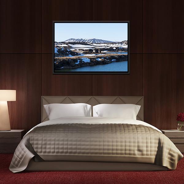 Myvatn Volcano In Winter Canvas Wall Art-5 Horizontal-Gallery Wrap-22" x 12"-Tiaracle