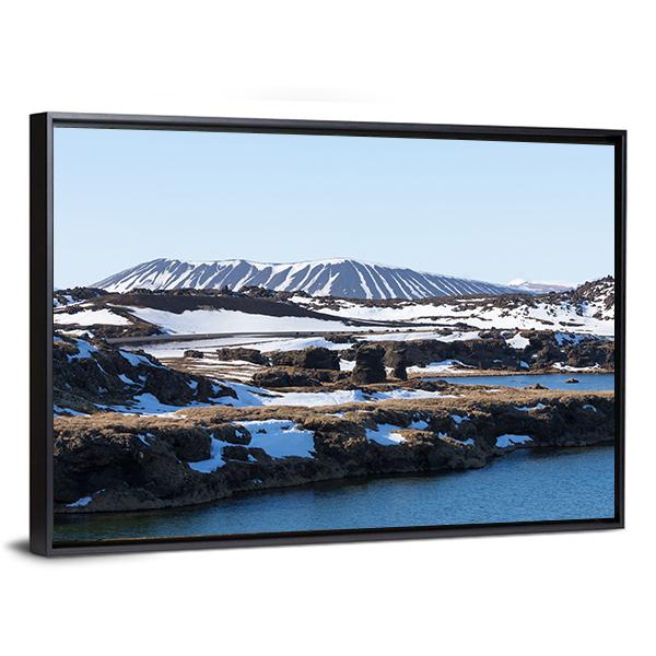 Myvatn Volcano In Winter Canvas Wall Art-3 Horizontal-Gallery Wrap-25" x 16"-Tiaracle