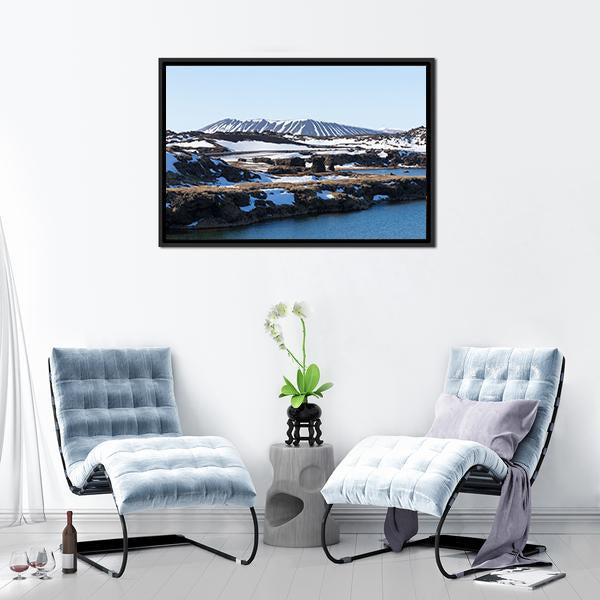 Myvatn Volcano In Winter Canvas Wall Art-3 Horizontal-Gallery Wrap-25" x 16"-Tiaracle