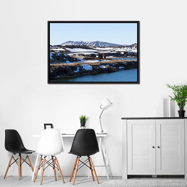 Myvatn Volcano In Winter Canvas Wall Art-3 Horizontal-Gallery Wrap-25" x 16"-Tiaracle
