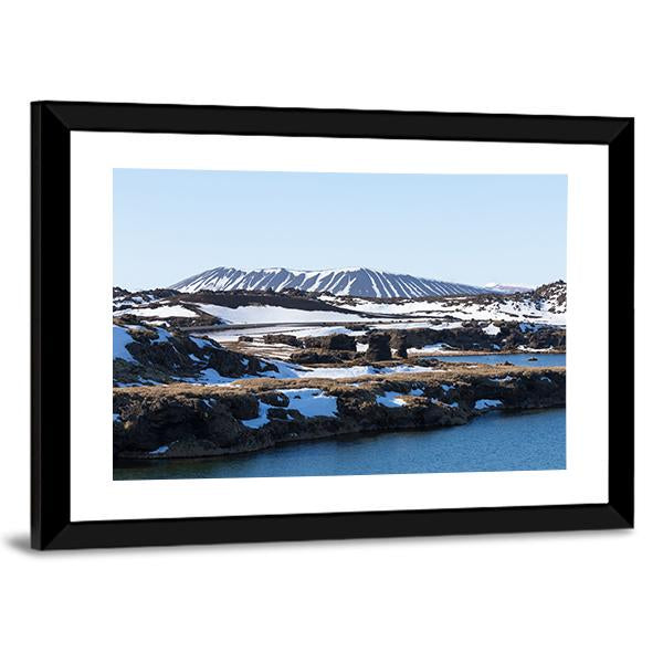 Myvatn Volcano In Winter Canvas Wall Art-3 Horizontal-Gallery Wrap-25" x 16"-Tiaracle