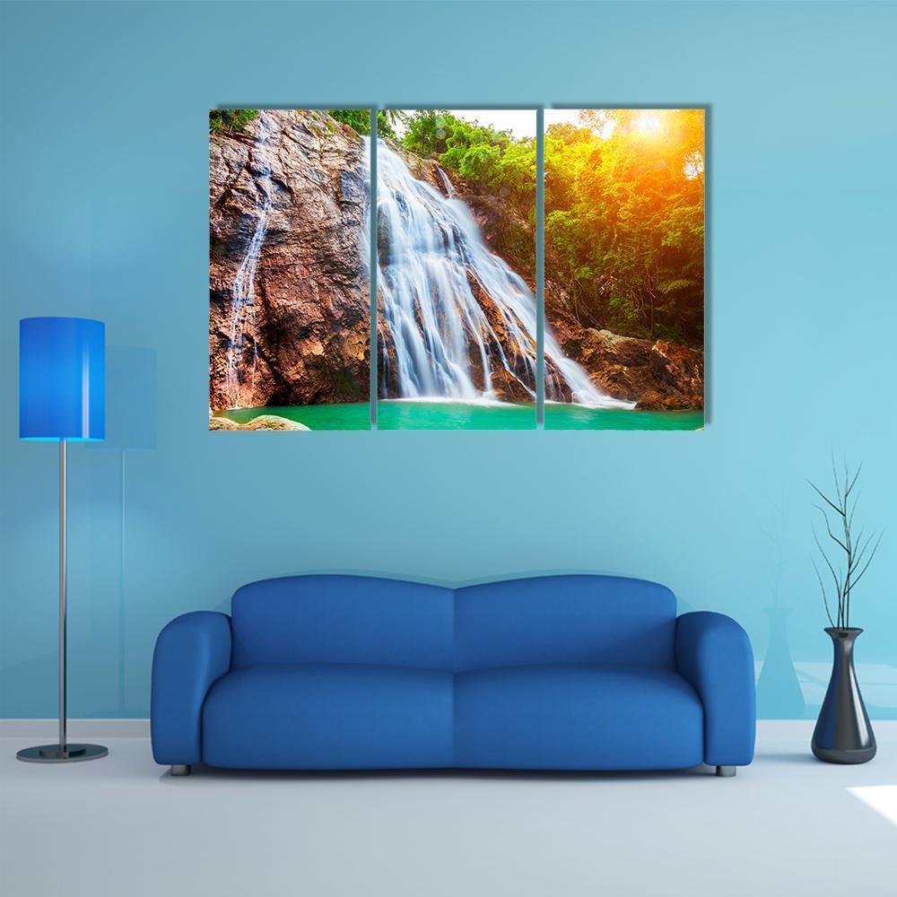 Na Muang Waterfalls Canvas Wall Art-3 Horizontal-Gallery Wrap-37" x 24"-Tiaracle