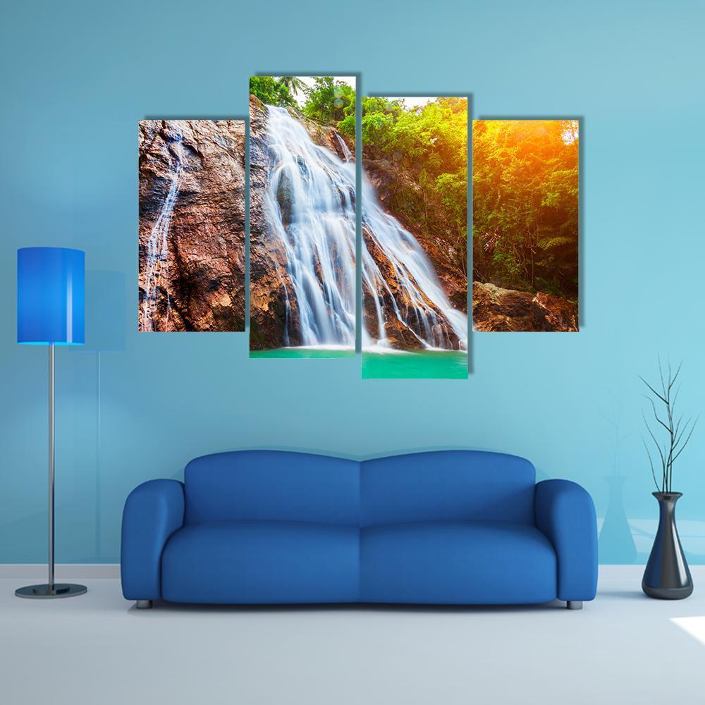 Na Muang Waterfalls Canvas Wall Art-4 Pop-Gallery Wrap-50" x 32"-Tiaracle