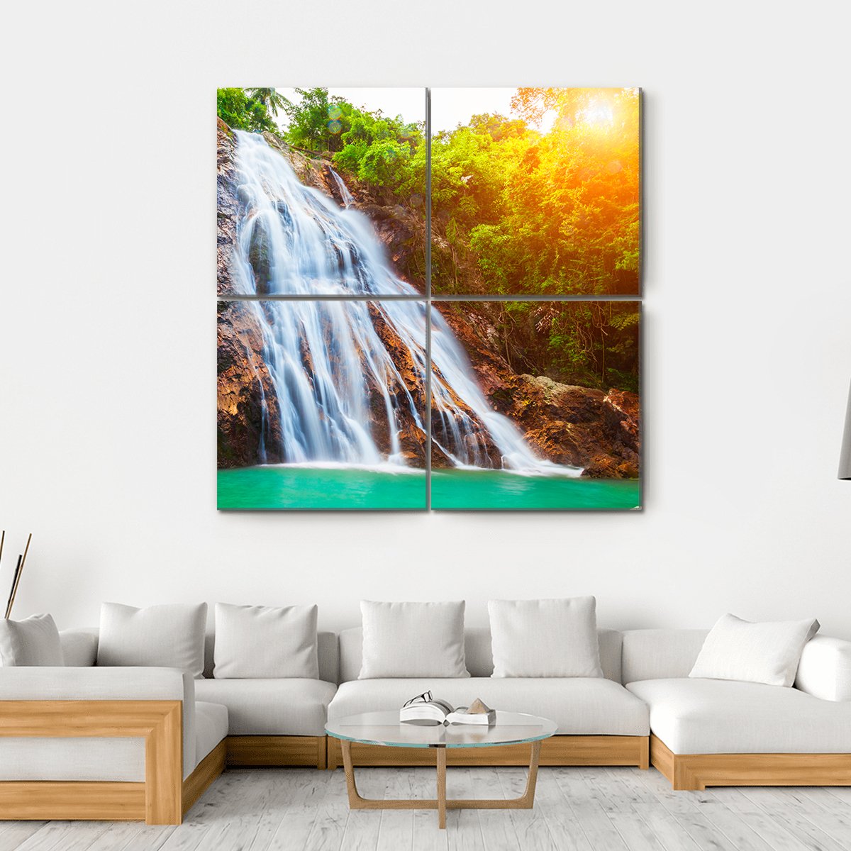 Na Muang Waterfalls Canvas Wall Art-4 Square-Gallery Wrap-17" x 17"-Tiaracle