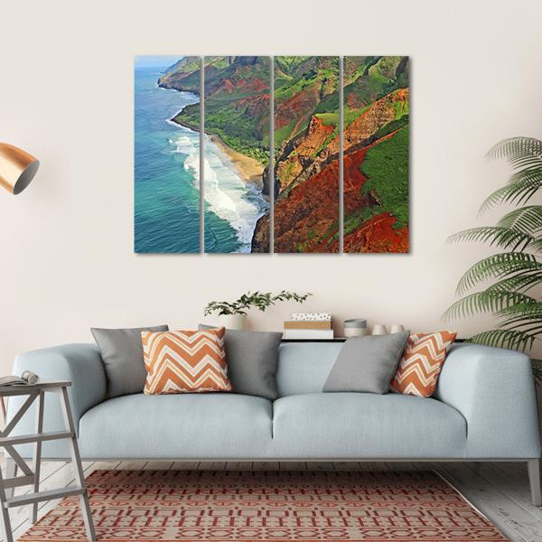 Na Pali Coast Canvas Wall Art-4 Horizontal-Gallery Wrap-34" x 24"-Tiaracle