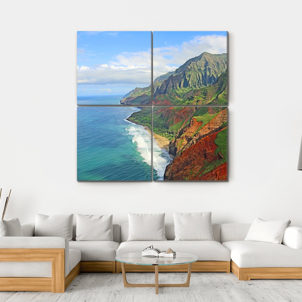Na Pali Coast Canvas Wall Art-4 Square-Gallery Wrap-17" x 17"-Tiaracle