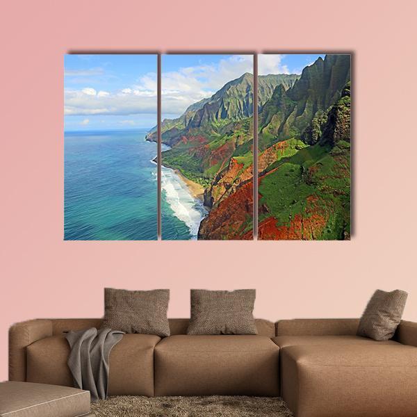 Na Pali Coast Canvas Wall Art-3 Horizontal-Gallery Wrap-37&quot; x 24&quot;-Tiaracle