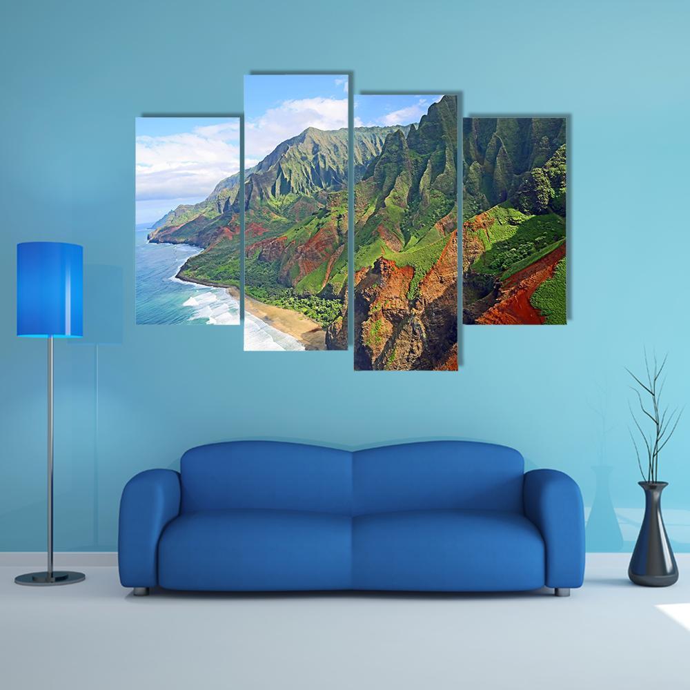 Na Pali Coast Hawaii Canvas Wall Art-4 Pop-Gallery Wrap-50" x 32"-Tiaracle