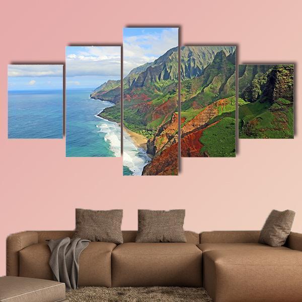Na Pali Coast Canvas Wall Art-5 Star-Gallery Wrap-62&quot; x 32&quot;-Tiaracle
