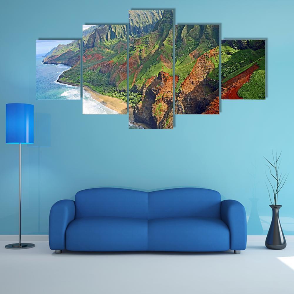Na Pali Coast Hawaii Canvas Wall Art-5 Star-Gallery Wrap-62" x 32"-Tiaracle