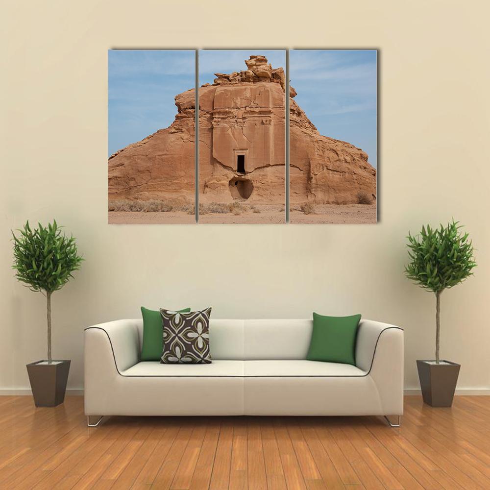 Nabataean Tomb Canvas Wall Art-3 Horizontal-Gallery Wrap-37" x 24"-Tiaracle