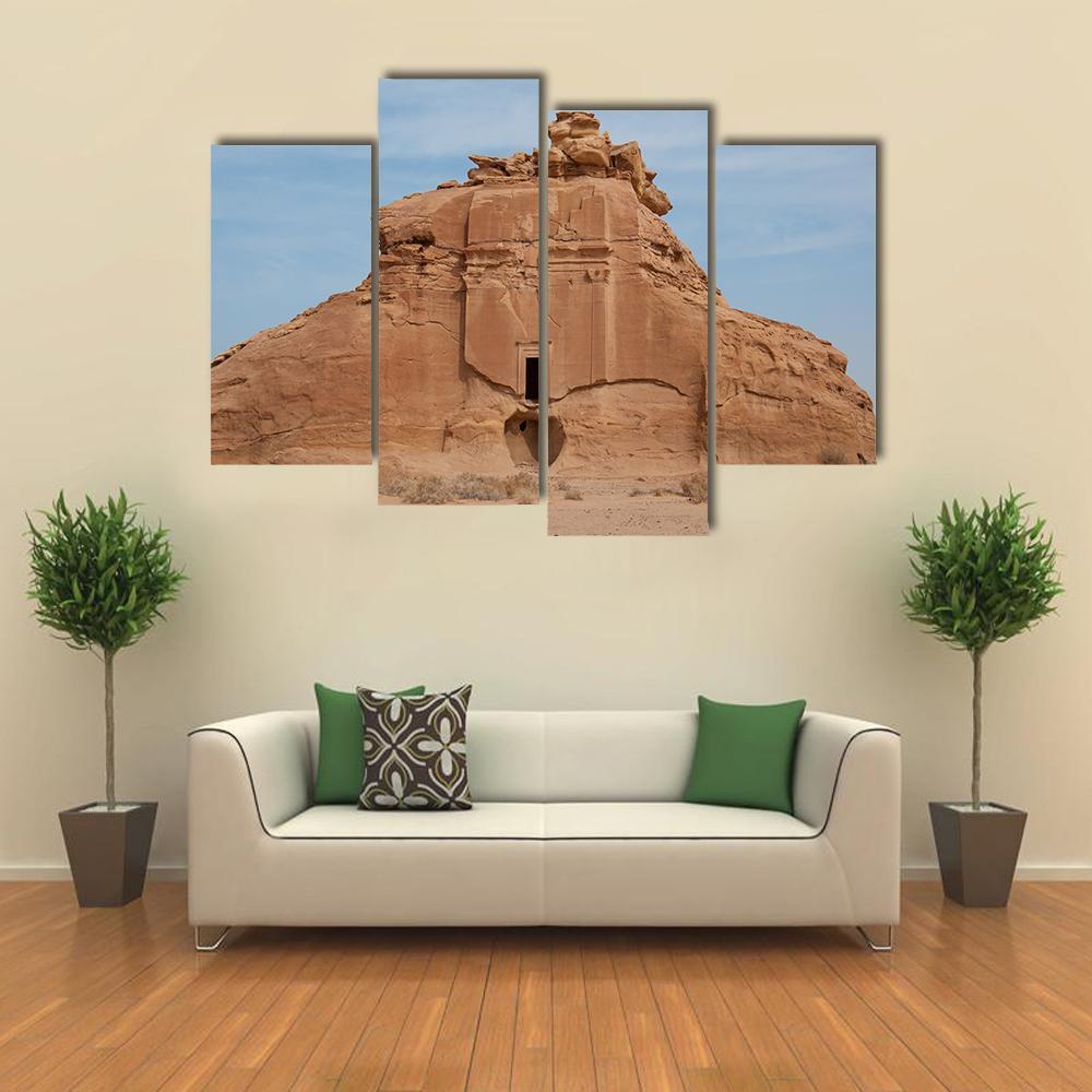 Nabataean Tomb Canvas Wall Art-4 Pop-Gallery Wrap-50" x 32"-Tiaracle