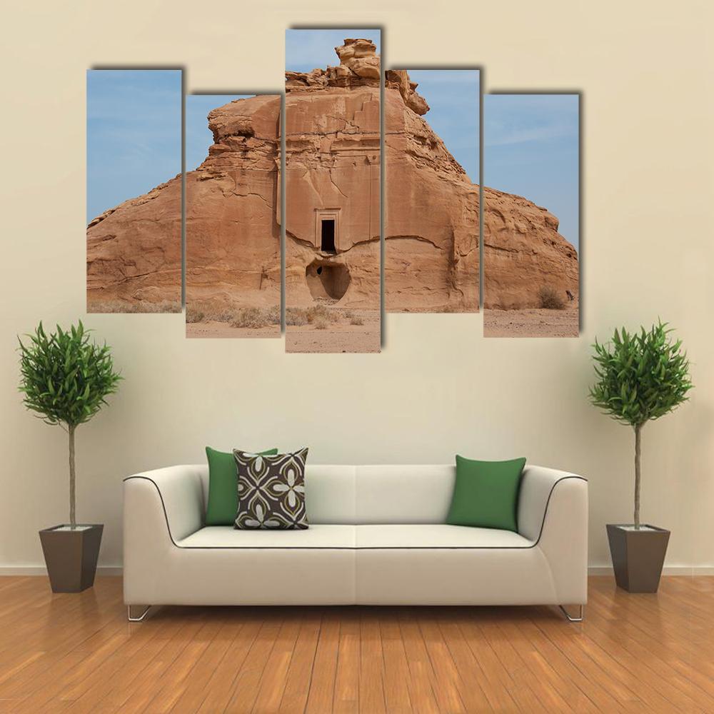 Nabataean Tomb Canvas Wall Art-5 Pop-Gallery Wrap-47" x 32"-Tiaracle