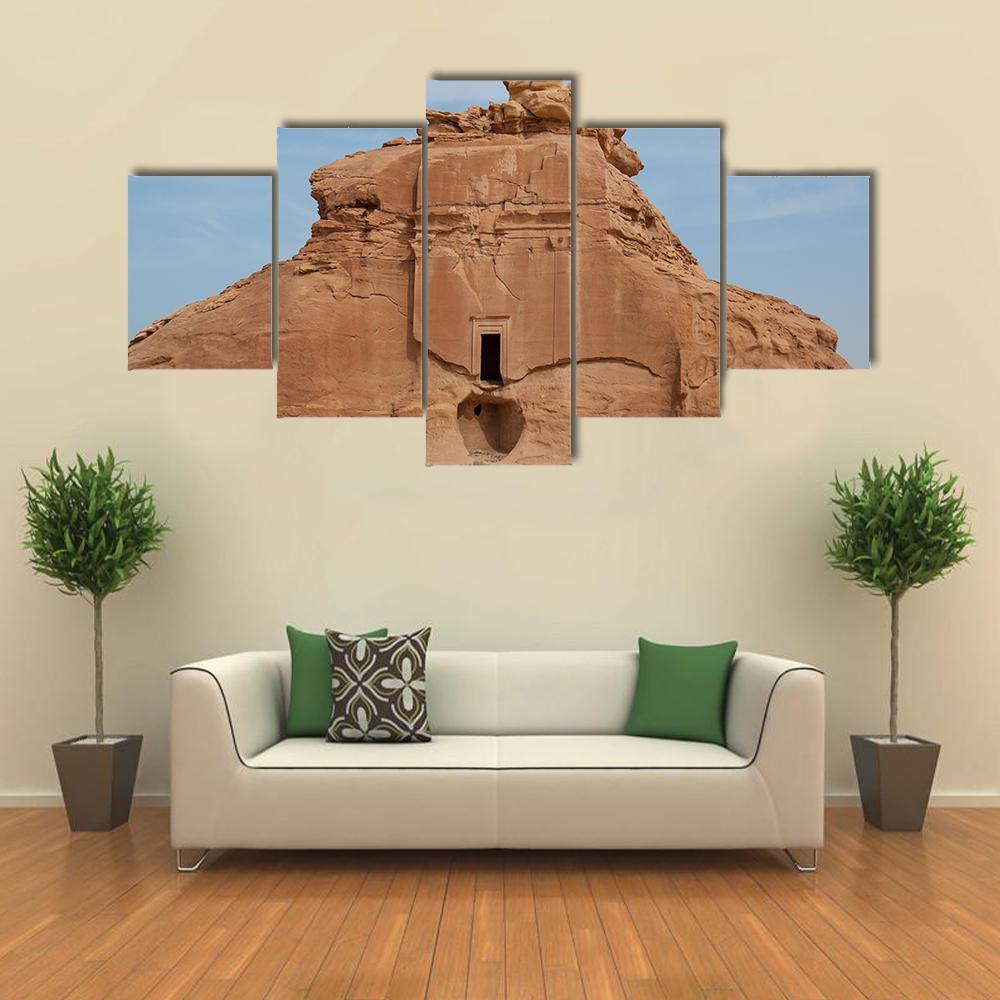 Nabataean Tomb Canvas Wall Art-3 Horizontal-Gallery Wrap-37" x 24"-Tiaracle