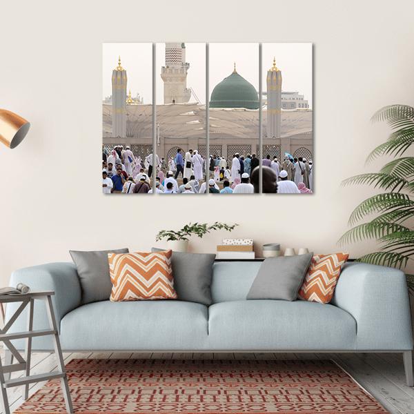 Nabawi Mosque Canvas Wall Art-4 Horizontal-Gallery Wrap-34" x 24"-Tiaracle