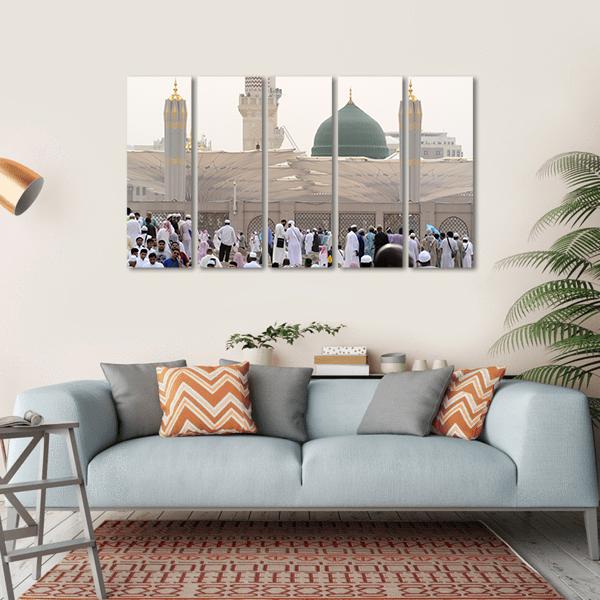 Nabawi Mosque Canvas Wall Art-5 Horizontal-Gallery Wrap-22" x 12"-Tiaracle