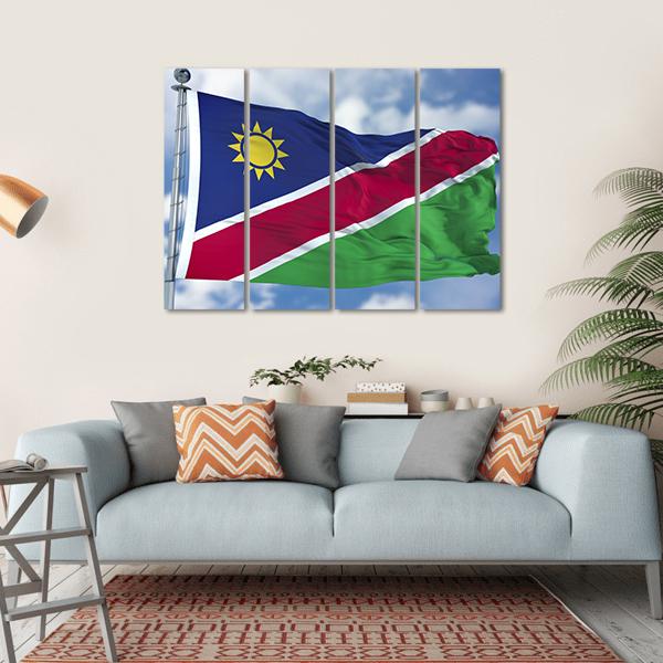 Namibia Flag Canvas Wall Art-4 Horizontal-Gallery Wrap-34" x 24"-Tiaracle