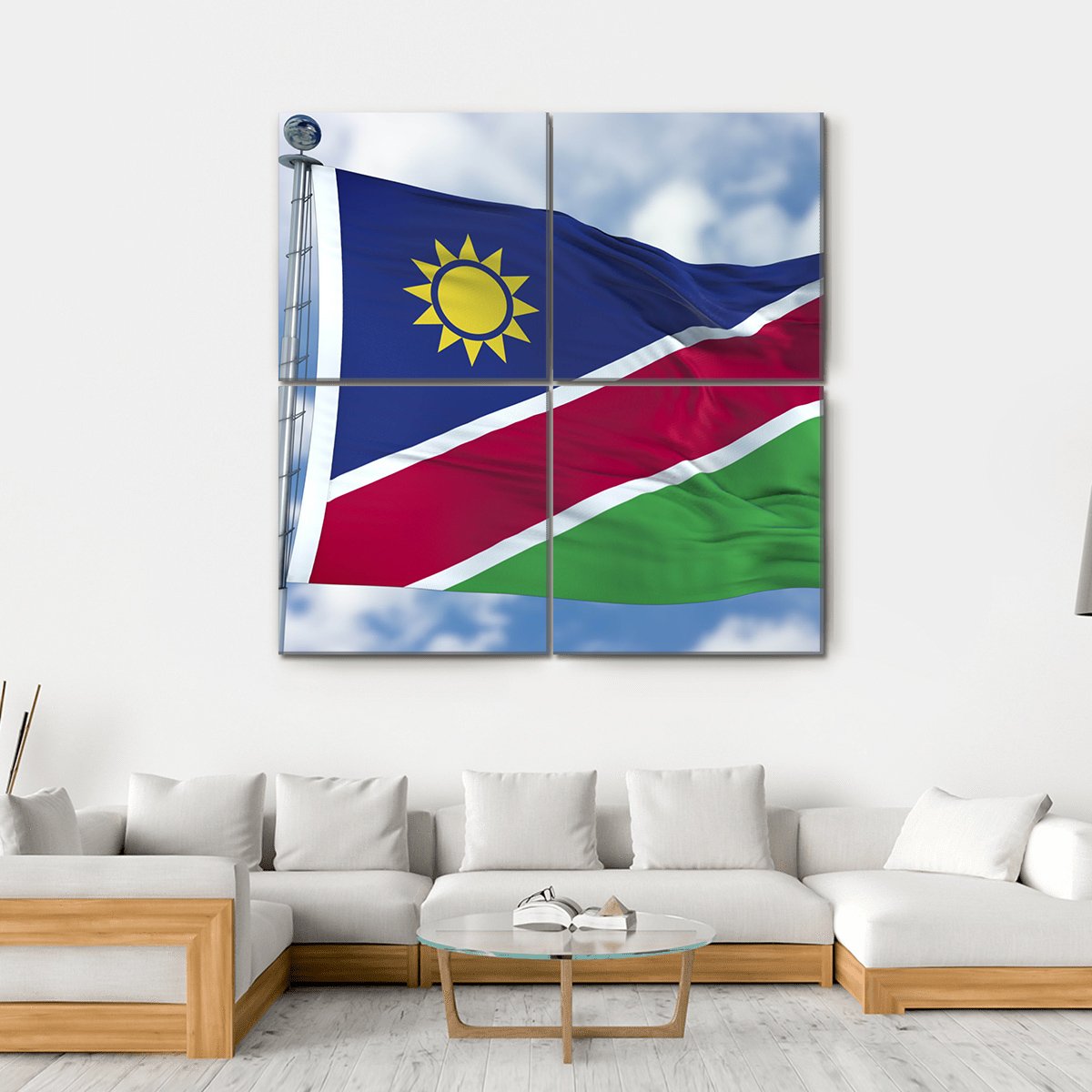 Namibia Flag Canvas Wall Art-4 Square-Gallery Wrap-17" x 17"-Tiaracle
