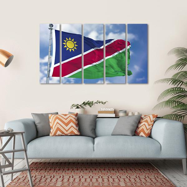 Namibia Flag Canvas Wall Art-5 Horizontal-Gallery Wrap-22" x 12"-Tiaracle