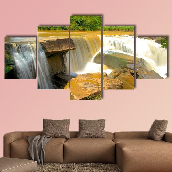 Namtok Kaeng Sopha Waterfall Canvas Wall Art-5 Star-Gallery Wrap-62" x 32"-Tiaracle
