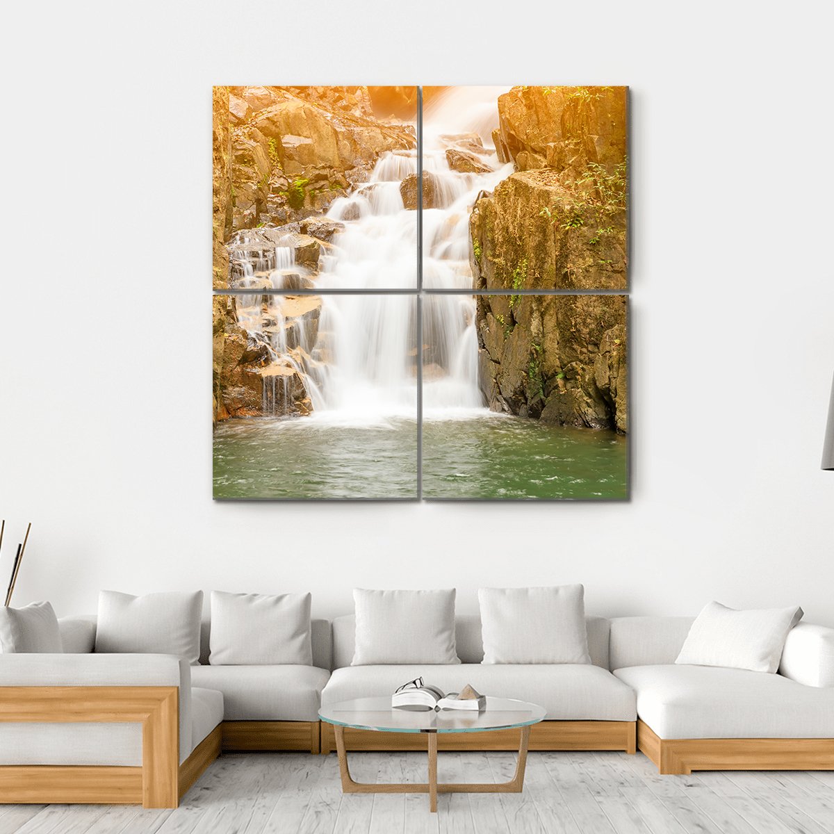 Namtok Phlio Waterfall Canvas Wall Art-4 Square-Gallery Wrap-17" x 17"-Tiaracle