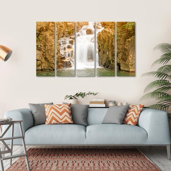 Namtok Phlio Waterfall Canvas Wall Art-5 Horizontal-Gallery Wrap-22" x 12"-Tiaracle