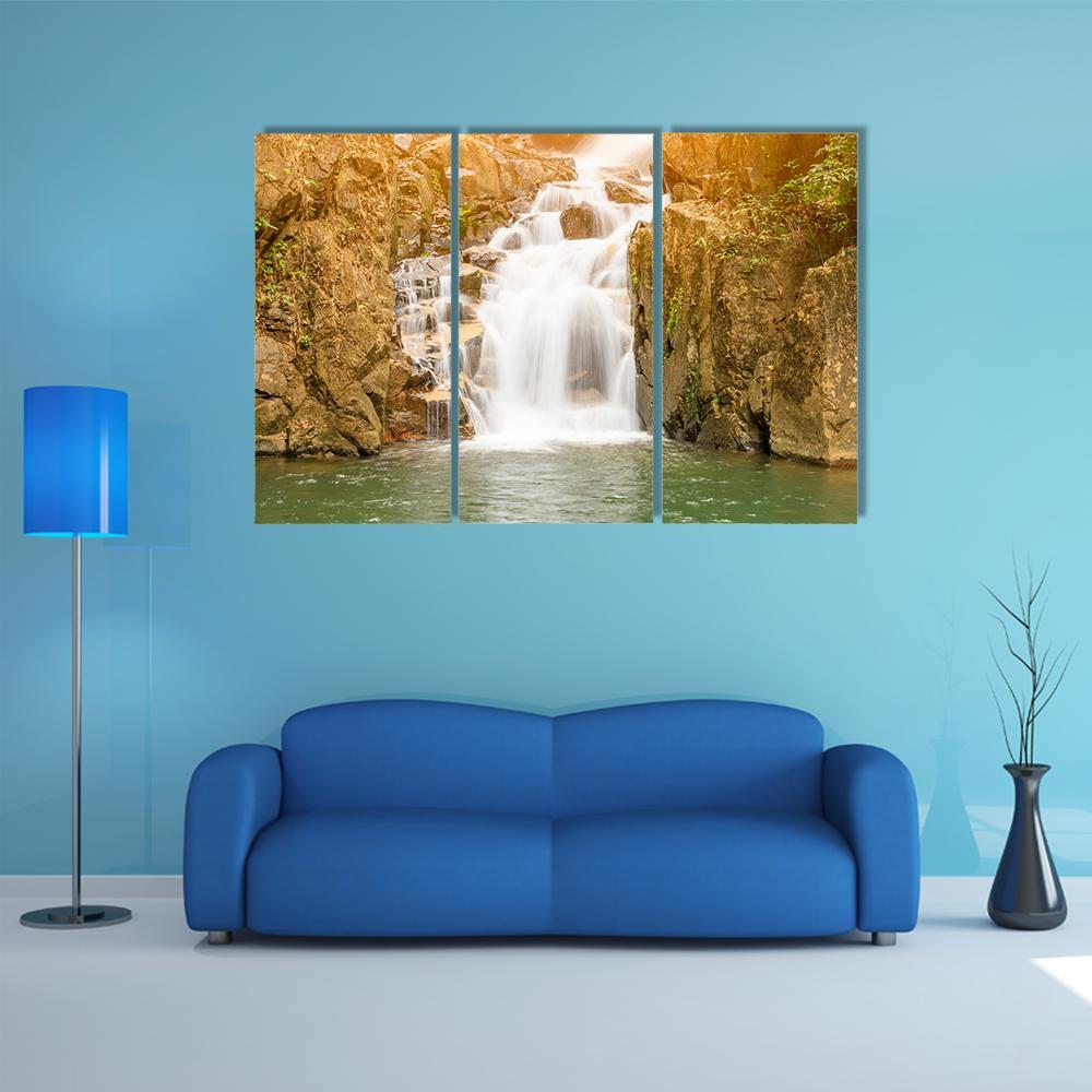 Namtok Phlio Waterfall Canvas Wall Art-3 Horizontal-Gallery Wrap-37" x 24"-Tiaracle