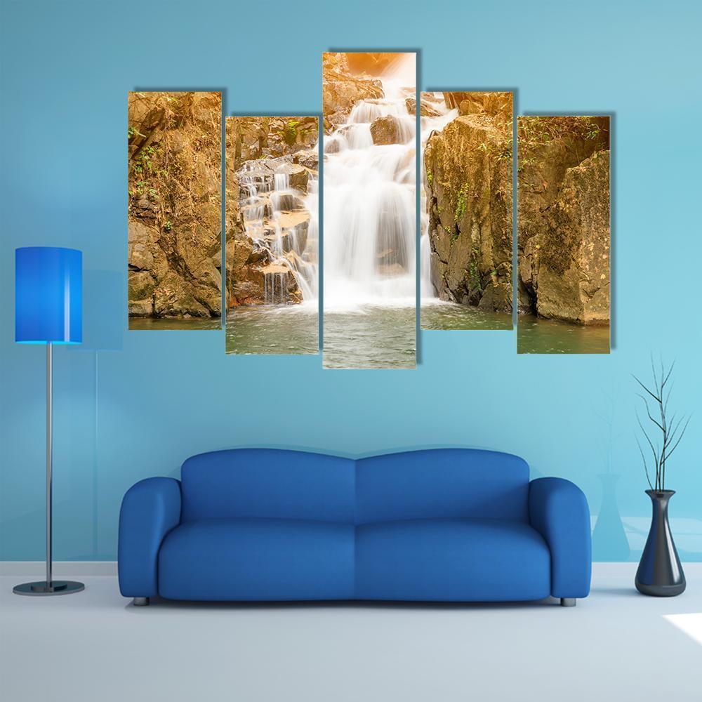 Namtok Phlio Waterfall Canvas Wall Art-5 Pop-Gallery Wrap-47" x 32"-Tiaracle
