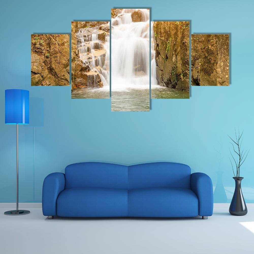 Namtok Phlio Waterfall Canvas Wall Art-5 Star-Gallery Wrap-62" x 32"-Tiaracle