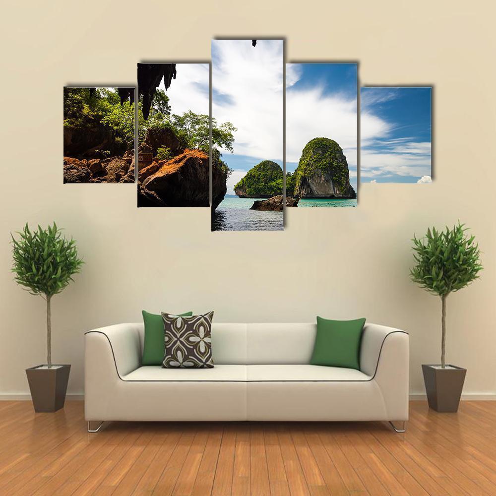 Phra Nang Cave Beach Canvas Wall Art-5 Star-Gallery Wrap-62" x 32"-Tiaracle