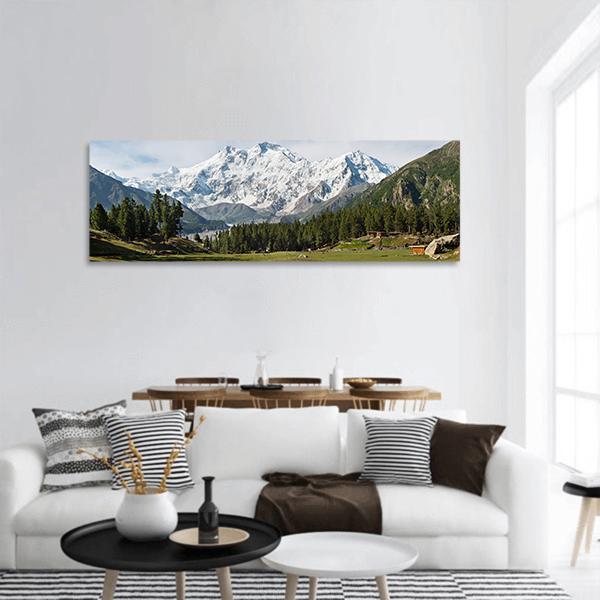 Nanga Parbat Mountain Panoramic Canvas Wall Art-1 Piece-36" x 12"-Tiaracle