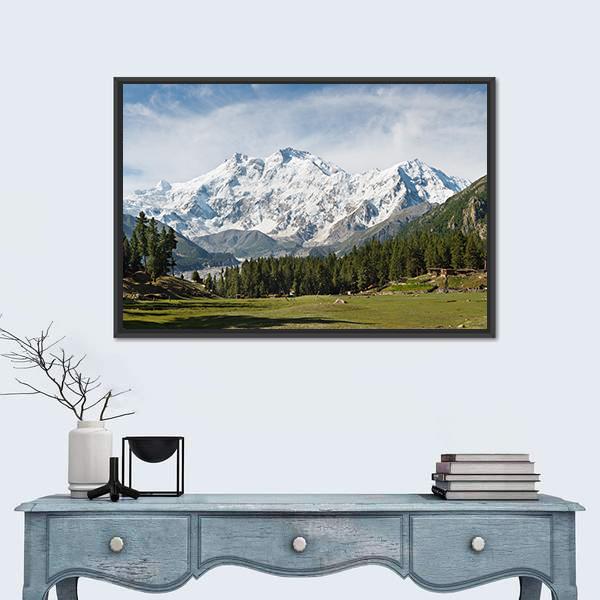 Nanga Parbat Mountain Canvas Wall Art-1 Piece-Floating Frame-24" x 16"-Tiaracle