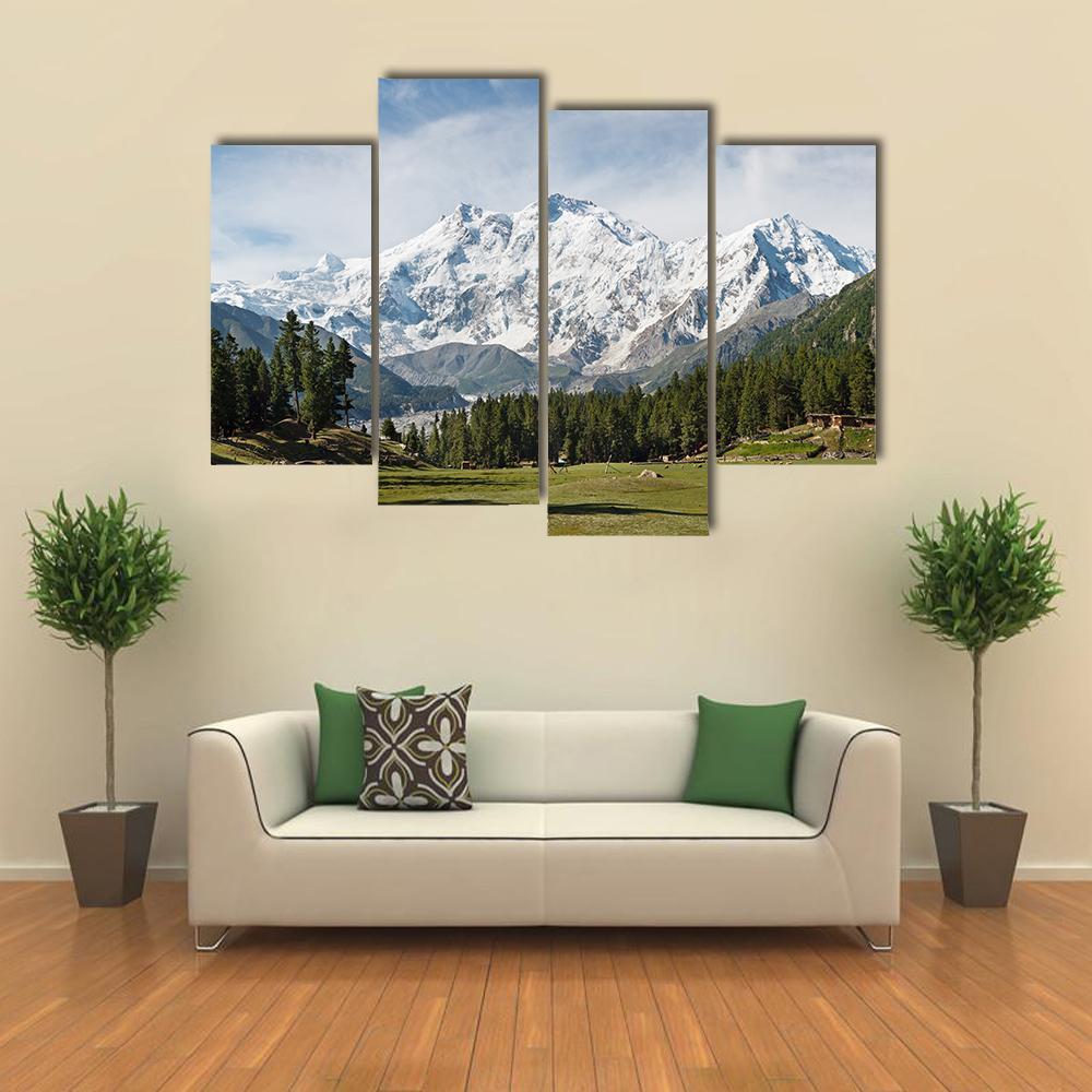 Nanga Parbat Mountain Canvas Wall Art-4 Pop-Gallery Wrap-50" x 32"-Tiaracle