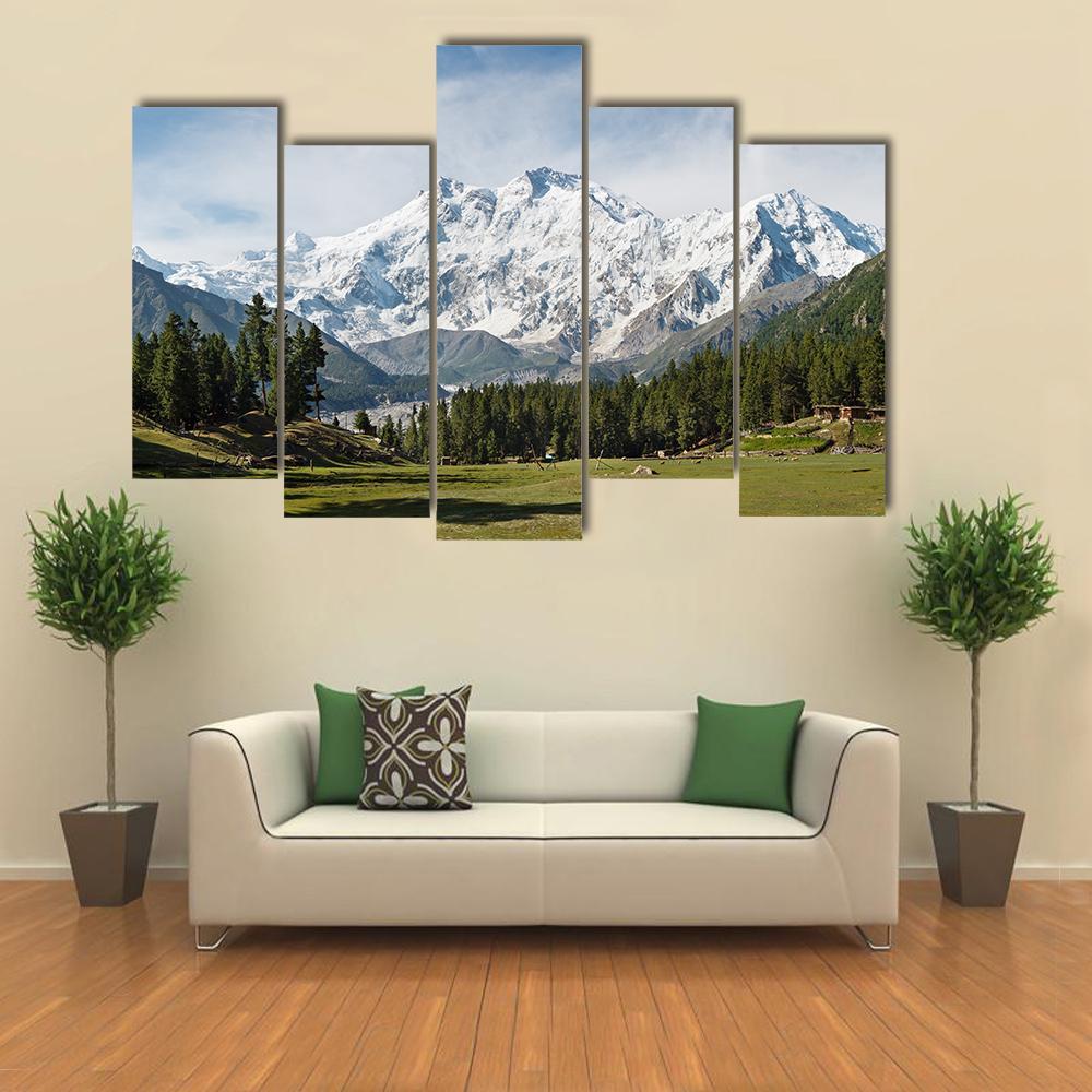 Nanga Parbat Mountain Canvas Wall Art-5 Pop-Gallery Wrap-47" x 32"-Tiaracle
