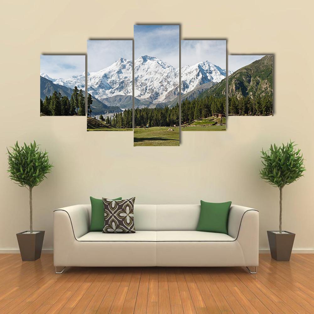 Nanga Parbat Mountain Canvas Wall Art-5 Star-Gallery Wrap-62" x 32"-Tiaracle